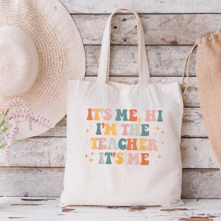 Groovy Its Me Hi Im The Teacher It’s Me Back To School Canvas Tote Bag, Groovy Teacher Tote Bags, gift for family, gift for coworker