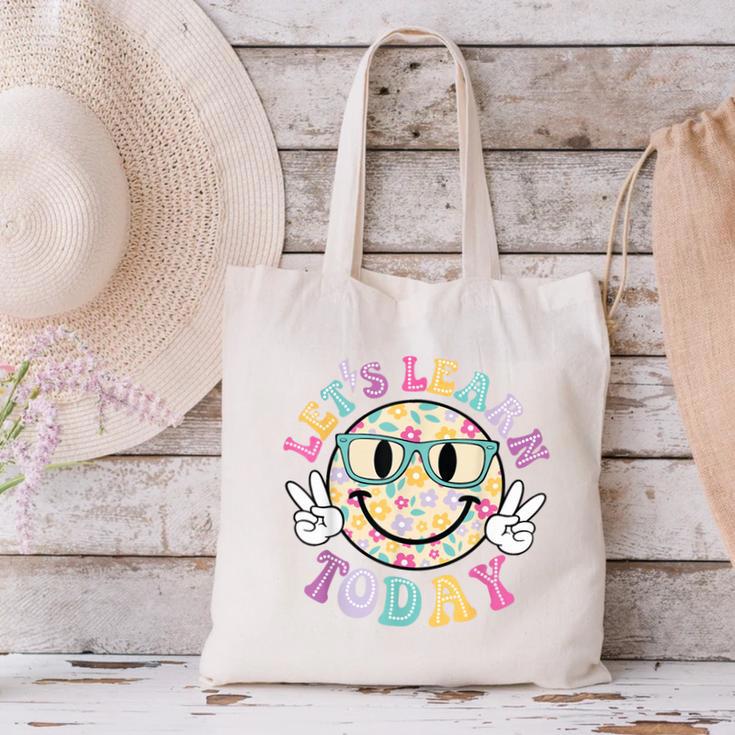 Groovy Retro Lets Learn Today Teacher Student Back To School Canvas Tote Bag, Groovy Teacher Tote Bags, gift for family, gift for coworker
