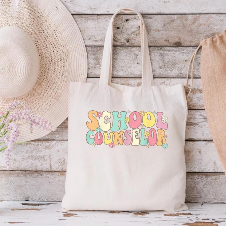 Groovy School Counselor Back To School Teacher Counseling Canvas Tote Bag, Groovy Teacher Tote Bags, gift for family, gift for coworker