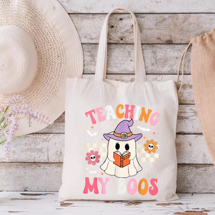 Groovy Teaching My Boos Teacher Ghost Halloween Teacher Canvas Tote Bag, Groovy Teacher Tote Bags, gift for family, gift for coworker Groovy Teaching My Boos Teacher Ghost Halloween Teacher Canvas Tote Bag, Groovy Teacher Tote Bags, gift for family, gift for coworker