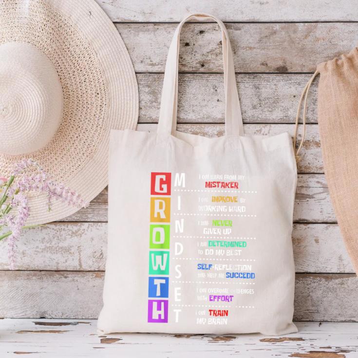 Growth Mindset Positive Motivational Classroom Teacher Learn Canvas Tote Bag, gift for family, gift for coworker Growth Mindset Positive Motivational Classroom Teacher Learn Canvas Tote Bag, gift for family, gift for coworker