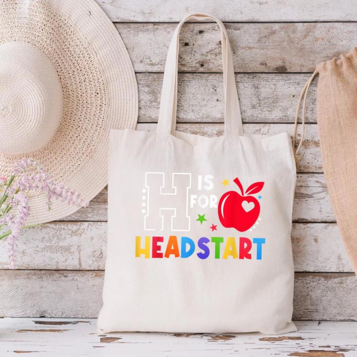 H Is For Head Start Teacher First Day Of School Tee Canvas Tote Bag, gift for family, gift for coworker H Is For Head Start Teacher First Day Of School Tee Canvas Tote Bag, gift for family, gift for coworker