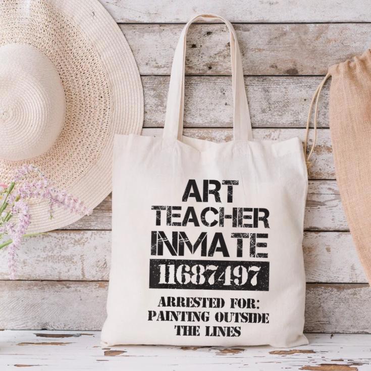 Halloween Art Teacher Prisoner Costume Canvas Tote Bag, gift for family, gift for coworker Halloween Art Teacher Prisoner Costume Canvas Tote Bag, gift for family, gift for coworker
