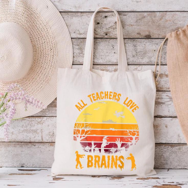Halloween Costume Teacher Love Brains Zombie Canvas Tote Bag, gift for family, gift for coworker Halloween Costume Teacher Love Brains Zombie Canvas Tote Bag, gift for family, gift for coworker