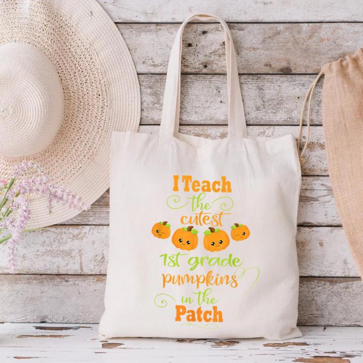 Halloween Cutest Pumpkins First Grade Teacher Canvas Tote Bag, First Grade Teacher Tote Bags, gift for family, gift for coworker Halloween Cutest Pumpkins First Grade Teacher Canvas Tote Bag, First Grade Teacher Tote Bags, gift for family, gift for coworker