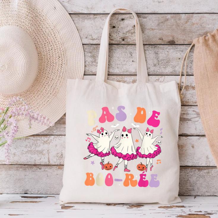 Halloween Dance Teacher Pas De Boo-Ree Ghost Ballet Dancer Canvas Tote Bag, gift for family, gift for coworker