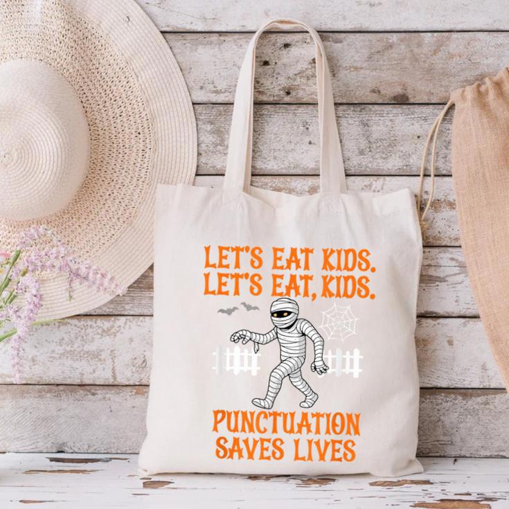 Halloween Lets Eat Kids Punctuation Teacher Canvas Tote Bag, gift for family, gift for coworker Halloween Lets Eat Kids Punctuation Teacher Canvas Tote Bag, gift for family, gift for coworker