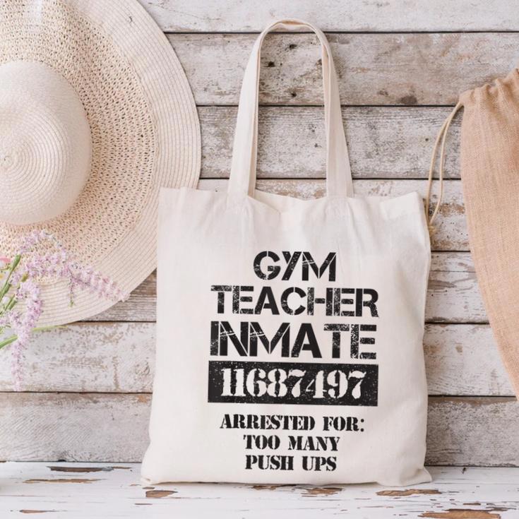 Halloween Gym Teacher Prisoner Costume Canvas Tote Bag, gift for family, gift for coworker Halloween Gym Teacher Prisoner Costume Canvas Tote Bag, gift for family, gift for coworker