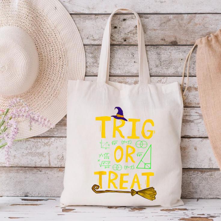 Halloween Math Teacher Trig Or Treat Student School College Canvas Tote Bag, gift for family, gift for coworker Halloween Math Teacher Trig Or Treat Student School College Canvas Tote Bag, gift for family, gift for coworker