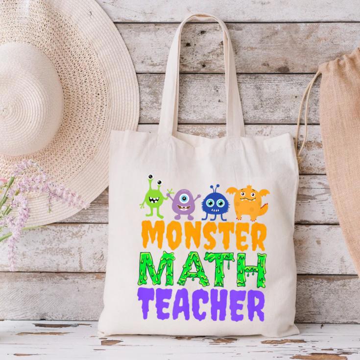 Halloween Monster Math Teacher Men Women Canvas Tote Bag, gift for family, gift for coworker Halloween Monster Math Teacher Men Women Canvas Tote Bag, gift for family, gift for coworker