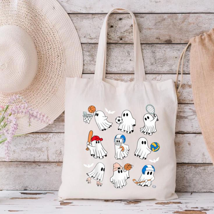 Halloween PE Teacher Ghost Playing Soccer Football Baseball Canvas Tote Bag, Pe Teacher Tote Bags, gift for family, gift for coworker Halloween PE Teacher Ghost Playing Soccer Football Baseball Canvas Tote Bag, Pe Teacher Tote Bags, gift for family, gift for coworker