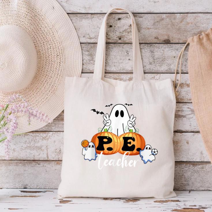 Halloween PE Teacher Ghosts Pumpkins Sports Lover Canvas Tote Bag, Pe Teacher Tote Bags, gift for family, gift for coworker Halloween PE Teacher Ghosts Pumpkins Sports Lover Canvas Tote Bag, Pe Teacher Tote Bags, gift for family, gift for coworker