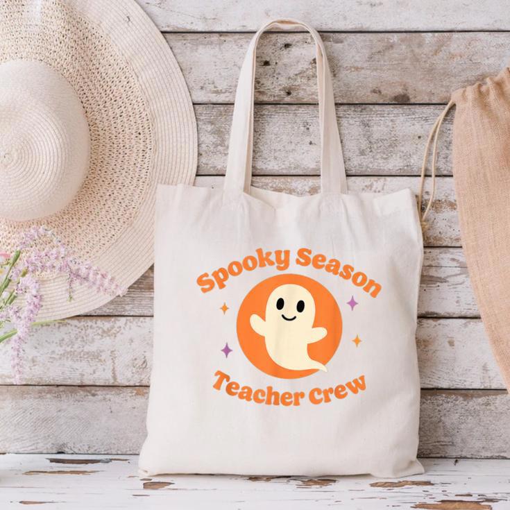 Halloween Teacher Crew Spooky Season Retro Ghost Canvas Tote Bag, gift for family, gift for coworker Halloween Teacher Crew Spooky Season Retro Ghost Canvas Tote Bag, gift for family, gift for coworker