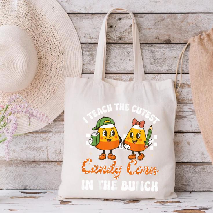 Halloween Teacher Cutest Candy Corn Groovy Spooky Teachers Canvas Tote Bag, Groovy Teacher Tote Bags, gift for family, gift for coworker Halloween Teacher Cutest Candy Corn Groovy Spooky Teachers Canvas Tote Bag, Groovy Teacher Tote Bags, gift for family, gift for coworker
