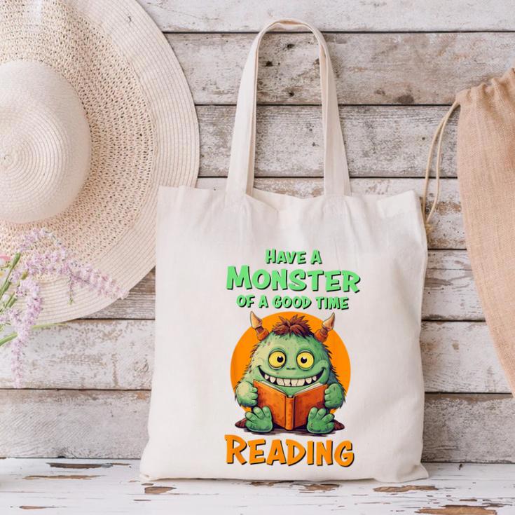 Halloween Teacher Librarian Monster Reading Books Men Women Kids Canvas Tote Bag, gift for family, gift for coworker