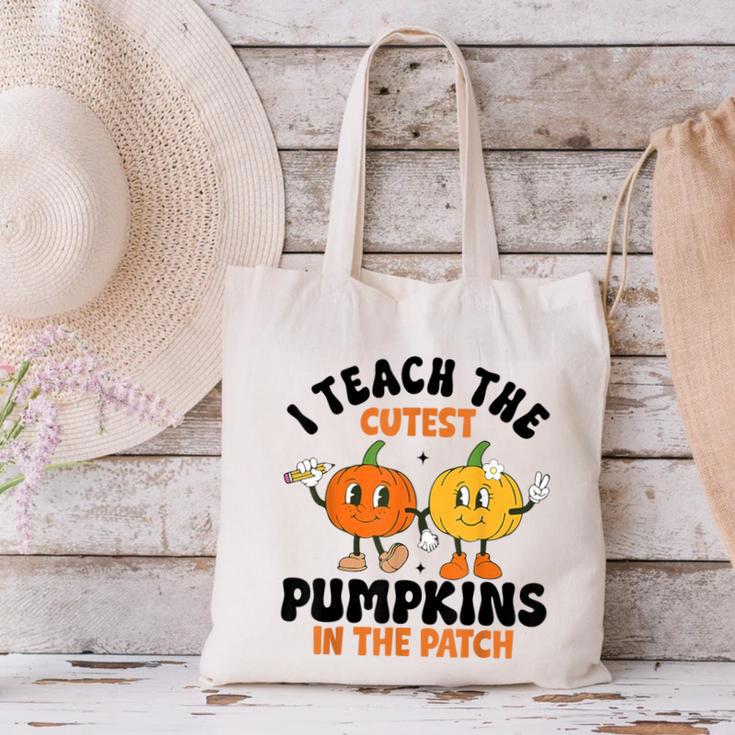 Halloween Teacher I Teach The Cutest Pumpkins In The Patch Canvas Tote Bag, gift for family, gift for coworker Halloween Teacher I Teach The Cutest Pumpkins In The Patch Canvas Tote Bag, gift for family, gift for coworker
