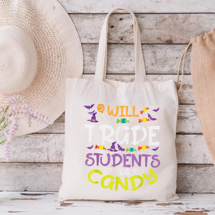 Halloween Teacher Will Trade Students For Candy Women Men Canvas Tote Bag, gift for family, gift for coworker Halloween Teacher Will Trade Students For Candy Women Men Canvas Tote Bag, gift for family, gift for coworker