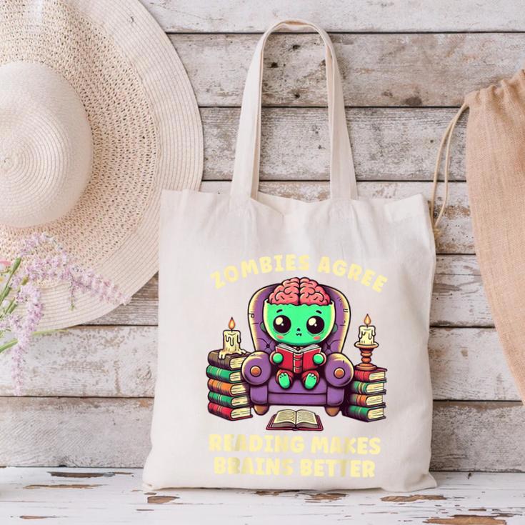 Halloween Teacher Zombie Reading Is Good For Brains Canvas Tote Bag, gift for family, gift for coworker Halloween Teacher Zombie Reading Is Good For Brains Canvas Tote Bag, gift for family, gift for coworker