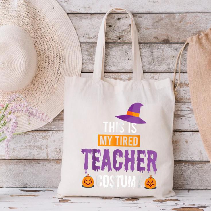 Halloween Teachers This Is My Tired Teacher Costume Canvas Tote Bag, gift for family, gift for coworker Halloween Teachers This Is My Tired Teacher Costume Canvas Tote Bag, gift for family, gift for coworker