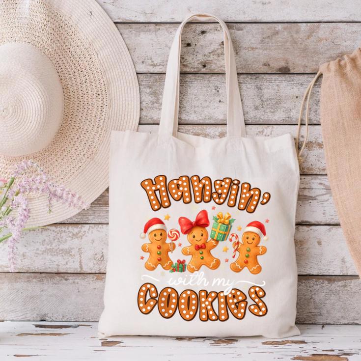 Hangin With My Cookies Gingerbread Men Women Xmas Teacher Canvas Tote Bag, gift for family, gift for coworker Hangin With My Cookies Gingerbread Men Women Xmas Teacher Canvas Tote Bag, gift for family, gift for coworker