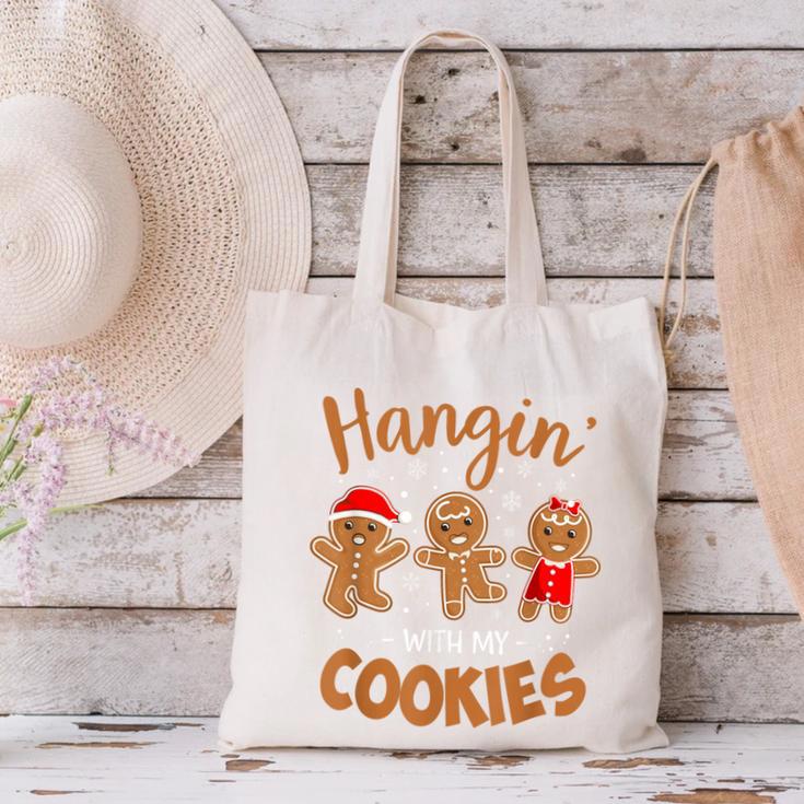 Hangin With My Cookies Gingerbread Women Christmas Teacher Canvas Tote Bag, gift for family, gift for coworker