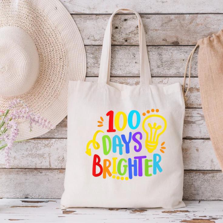 Happy 100th Day Of School 100 Days Brighter Girls Teacher Canvas Tote Bag, gift for family, gift for coworker Happy 100th Day Of School 100 Days Brighter Girls Teacher Canvas Tote Bag, gift for family, gift for coworker