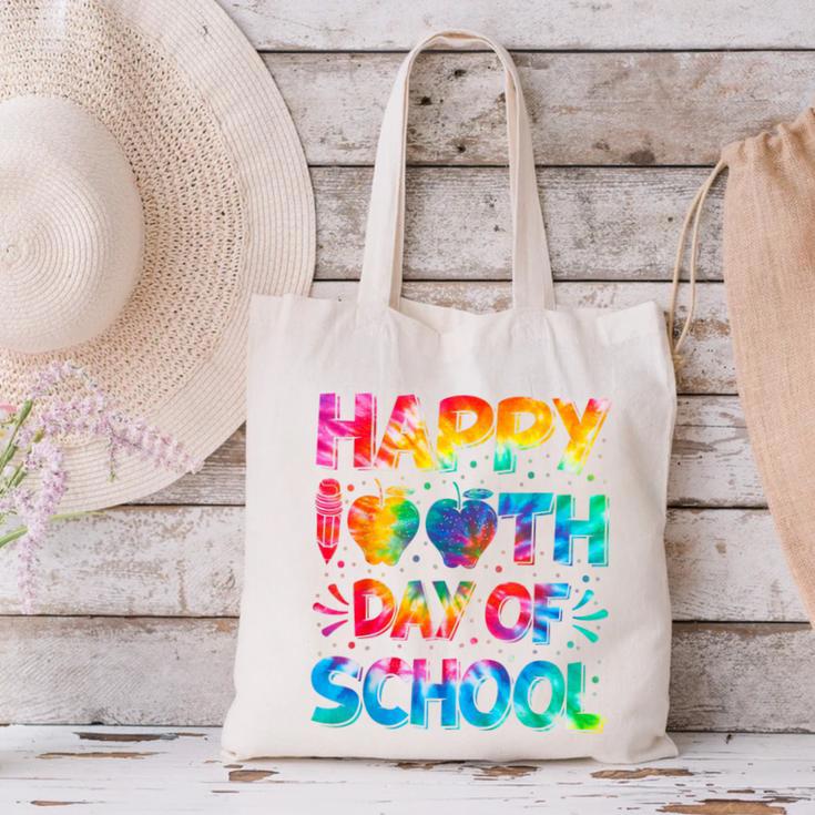 Happy 100th Day Of School Teacher Student 100 Days Tie Dye Men Women Kids Canvas Tote Bag, gift for family, gift for coworker