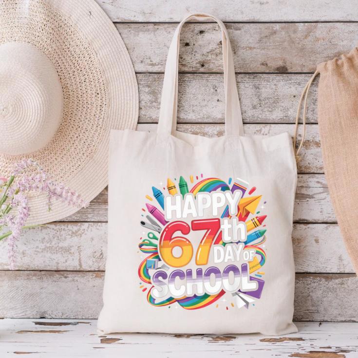 Happy 67 Days Of School Meme 100 Day Of School Teacher 6 7 Canvas Tote Bag, gift for family, gift for coworker Happy 67 Days Of School Meme 100 Day Of School Teacher 6 7 Canvas Tote Bag, gift for family, gift for coworker