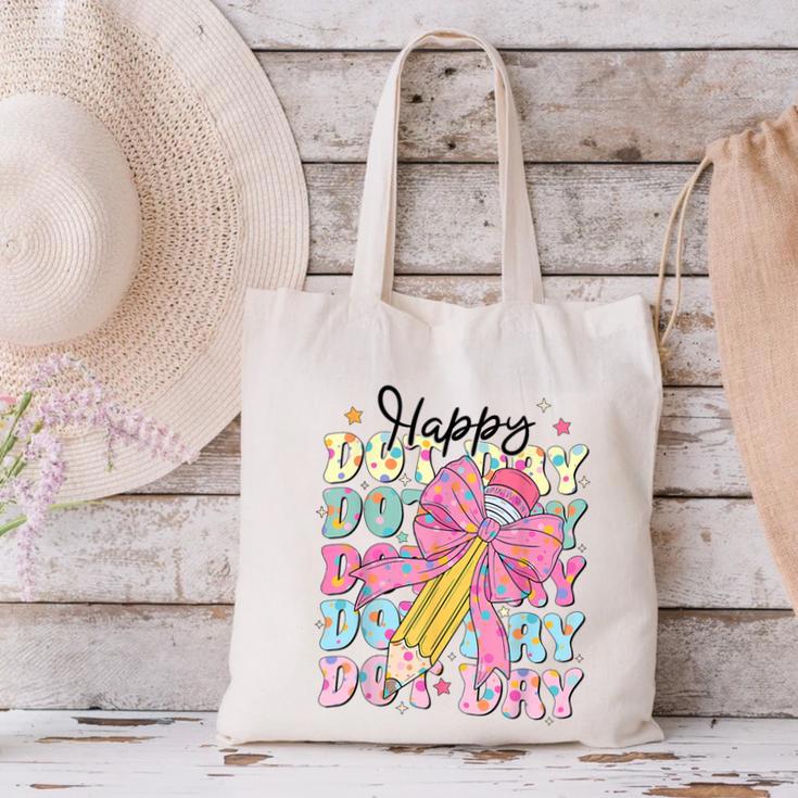 Happy Dot Day 2025 Coquette Bow Teachers Kids Boys Girls Canvas Tote Bag, gift for family, gift for coworker Happy Dot Day 2025 Coquette Bow Teachers Kids Boys Girls Canvas Tote Bag, gift for family, gift for coworker