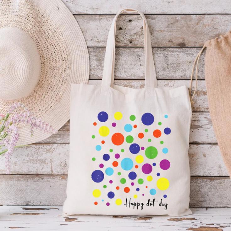 Happy Dot Day 2025 Polka Dot Boys Girls Kids Teacher Dot Day Canvas Tote Bag, gift for family, gift for coworker