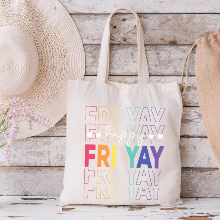 Happy Fri Yay Teacher Friday Saying Canvas Tote Bag, gift for family, gift for coworker Happy Fri Yay Teacher Friday Saying Canvas Tote Bag, gift for family, gift for coworker