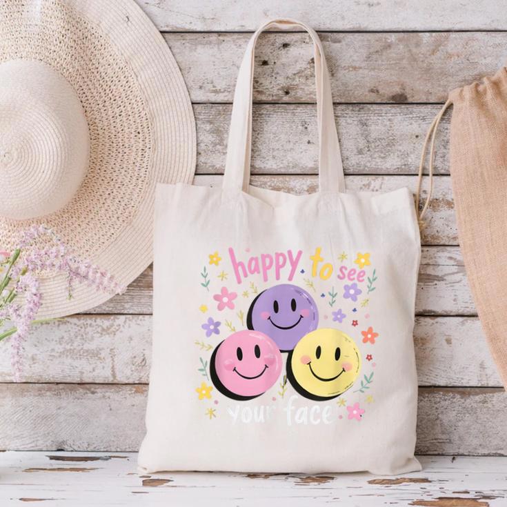 Happy To See Your Face Smile Face Teacher Back To School Canvas Tote Bag, gift for family, gift for coworker Happy To See Your Face Smile Face Teacher Back To School Canvas Tote Bag, gift for family, gift for coworker