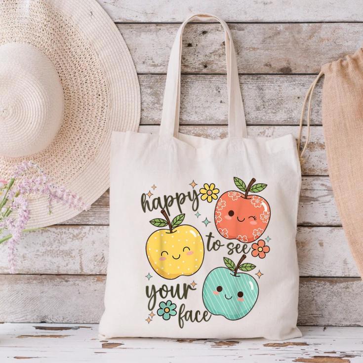 Happy To See Your Face Teacher Apple Canvas Tote Bag, gift for family, gift for coworker Happy To See Your Face Teacher Apple Canvas Tote Bag, gift for family, gift for coworker