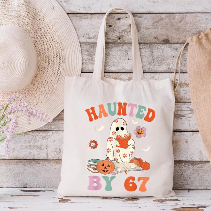 Haunted By 67 Boo Ghost Teacher 6 7 Halloween Costume Canvas Tote Bag, gift for family, gift for coworker