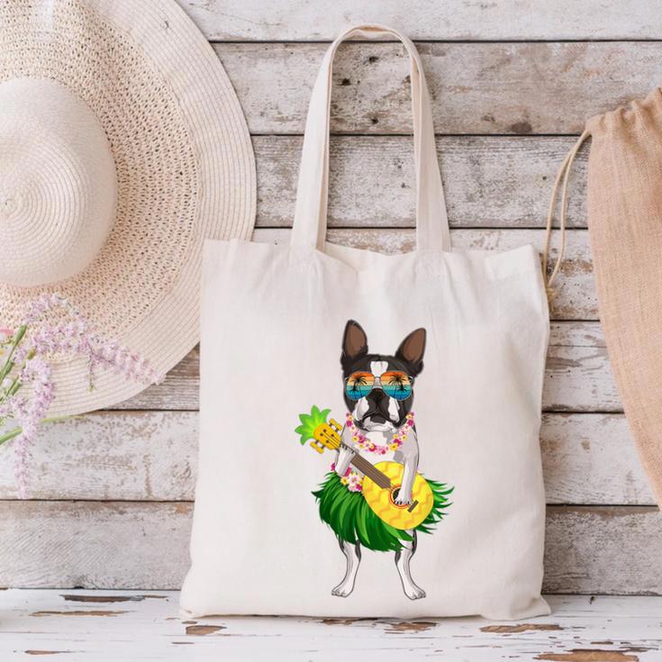 Hawaiian Boston Terrier Dog Pineapple Ukulele Summer For Men Women Girls Kids Canvas Tote Bag, gift for family, gift for coworker