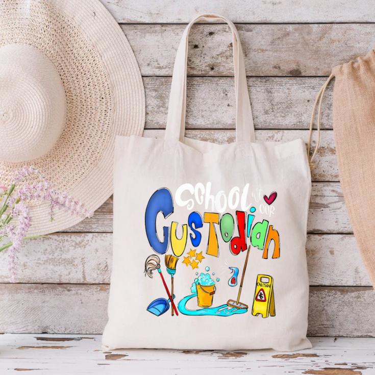 We Heart Love Our School Custodian For Teacher & Kids Canvas Tote Bag, gift for family, gift for coworker