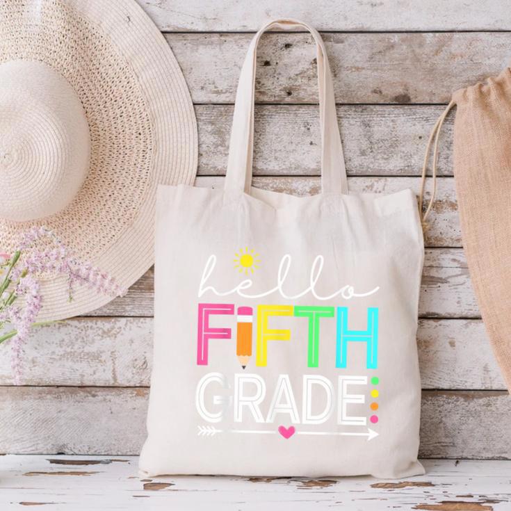 Hello Fifth Grade Teacher Student 5th Grade Back To School Canvas Tote Bag, gift for family, gift for coworker Hello Fifth Grade Teacher Student 5th Grade Back To School Canvas Tote Bag, gift for family, gift for coworker