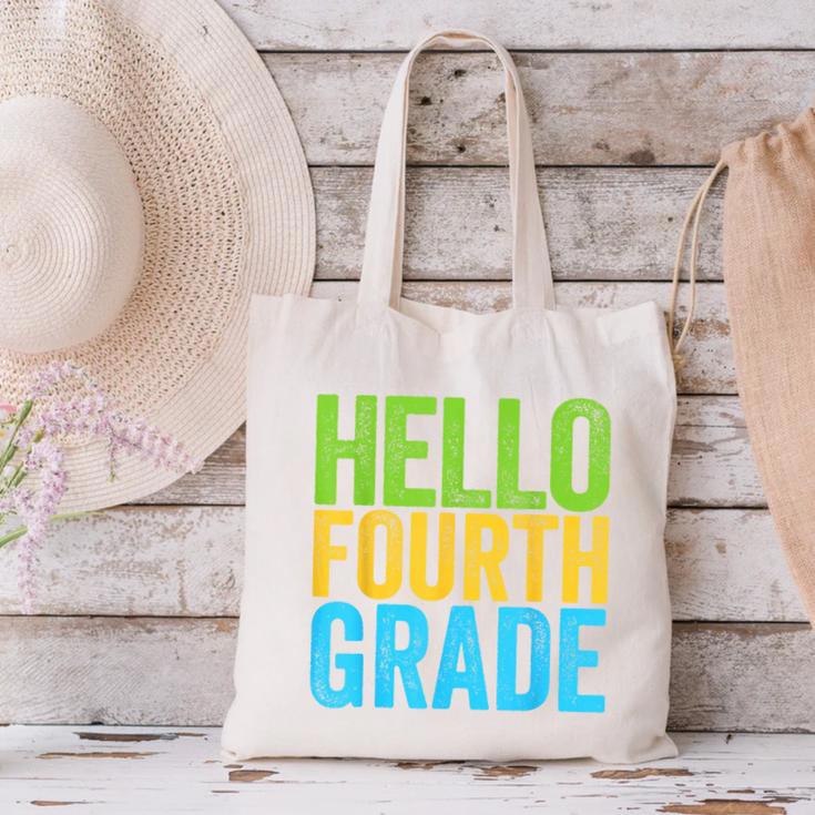 Hello Fourth Grade Shirt 4th Grade Boy Girl Student Teacher Canvas Tote Bag, 4th Grade Teacher Tote Bags, gift for family, gift for coworker