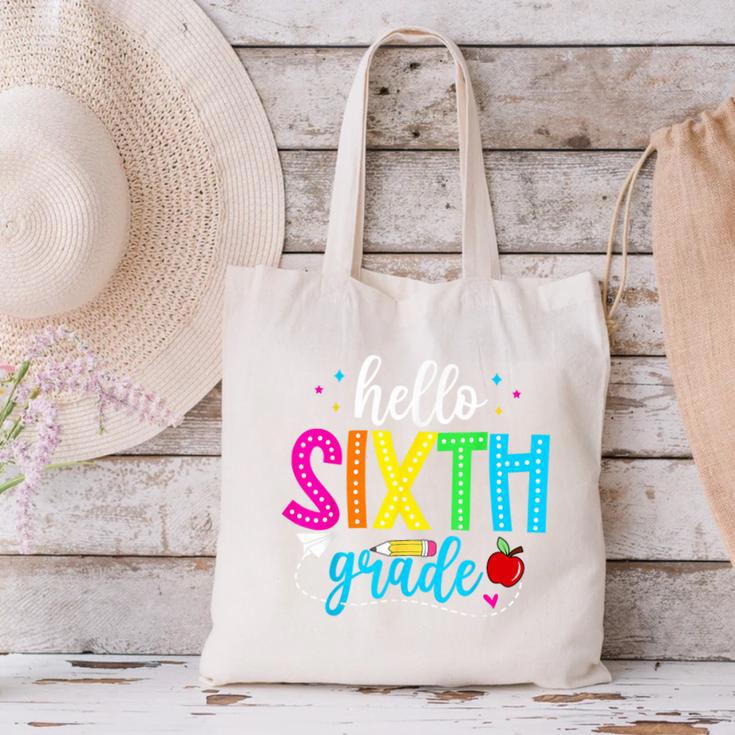 Hello Sixth Grade Cute Back To School 6th Grade Teacher Kids Canvas Tote Bag, gift for family, gift for coworker