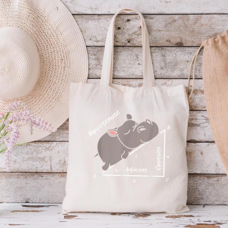 Hippotenuse Hippo Angle Function Hypotenuse Math Teacher Canvas Tote Bag, gift for family, gift for coworker Hippotenuse Hippo Angle Function Hypotenuse Math Teacher Canvas Tote Bag, gift for family, gift for coworker