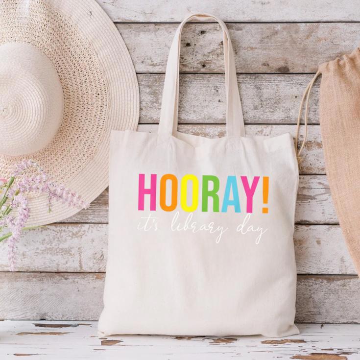 Hooray It's Library Day Teacher Reader Books Back To School Canvas Tote Bag, gift for family, gift for coworker Hooray It's Library Day Teacher Reader Books Back To School Canvas Tote Bag, gift for family, gift for coworker