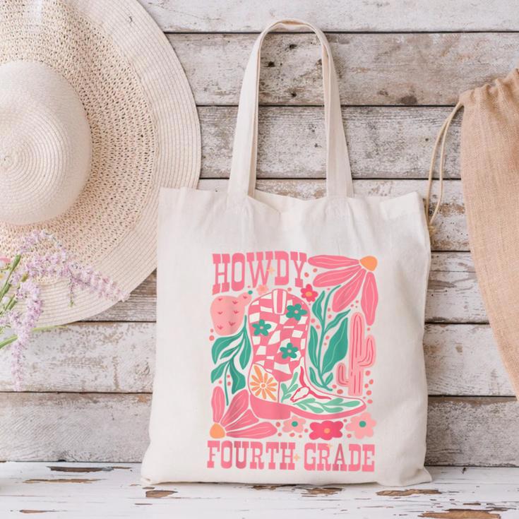 Howdy Fourth Grade Western 4th Grade Teacher Cowboy Cowgirl Canvas Tote Bag, 4th Grade Teacher Tote Bags, gift for family, gift for coworker Howdy Fourth Grade Western 4th Grade Teacher Cowboy Cowgirl Canvas Tote Bag, 4th Grade Teacher Tote Bags, gift for family, gift for coworker