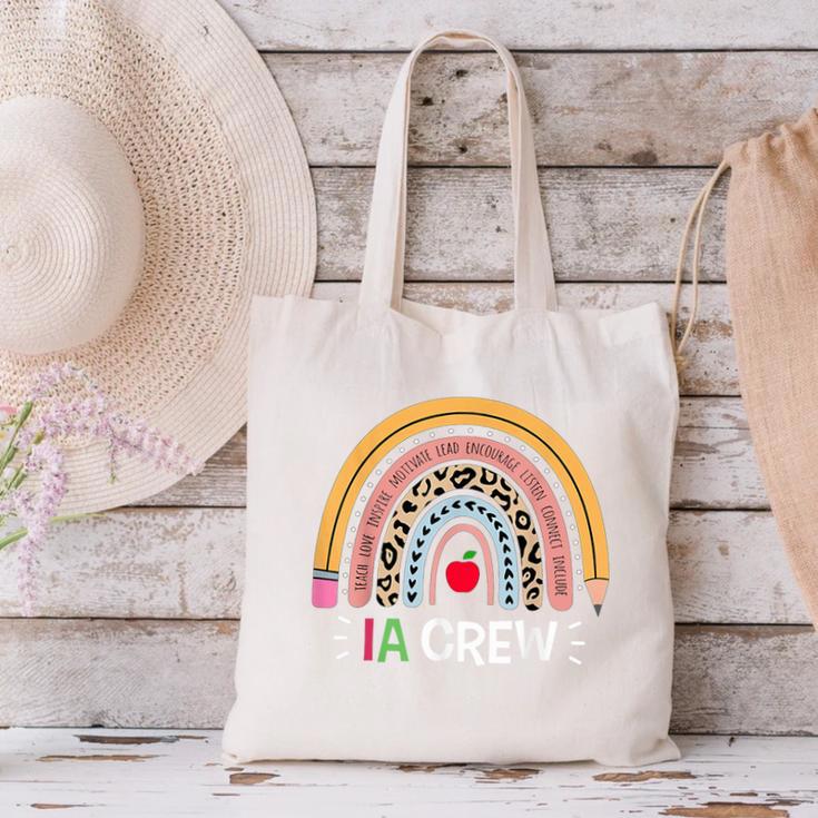 IA Crew Instructional Assistant Rainbow Teachers Aide Canvas Tote Bag, gift for family, gift for coworker IA Crew Instructional Assistant Rainbow Teachers Aide Canvas Tote Bag, gift for family, gift for coworker