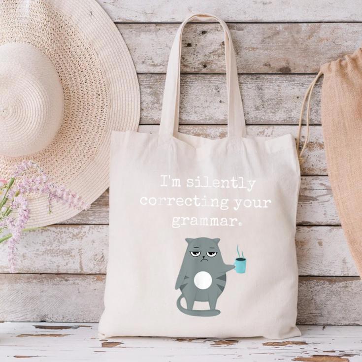I'm Silently Correcting Your Grammar Sarcastic Teacher For Men Women Kids Canvas Tote Bag, gift for family, gift for coworker I'm Silently Correcting Your Grammar Sarcastic Teacher For Men Women Kids Canvas Tote Bag, gift for family, gift for coworker