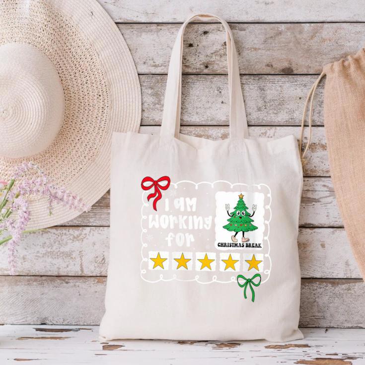 I'm Working For Christmas Break 5 Stars Christmas Teacher Canvas Tote Bag, gift for family, gift for coworker I'm Working For Christmas Break 5 Stars Christmas Teacher Canvas Tote Bag, gift for family, gift for coworker