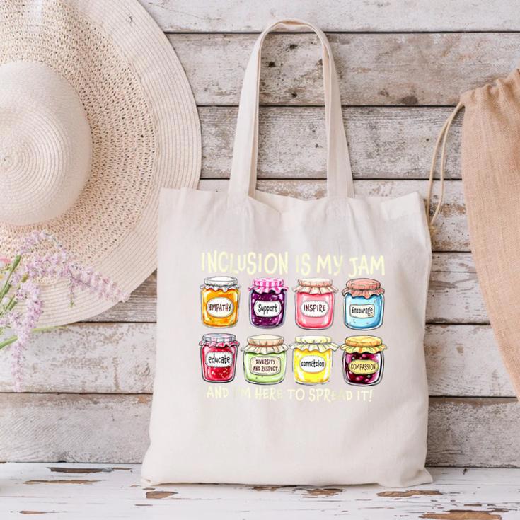 Inclusion Is My Jam And I'm Here To Spread It Sped Teacher Canvas Tote Bag, gift for family, gift for coworker Inclusion Is My Jam And I'm Here To Spread It Sped Teacher Canvas Tote Bag, gift for family, gift for coworker