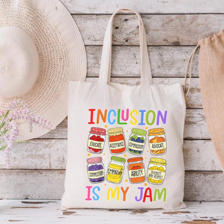 Inclusion Is My Jam SPED Teacher Special Education Teacher Canvas Tote Bag, gift for family, gift for coworker