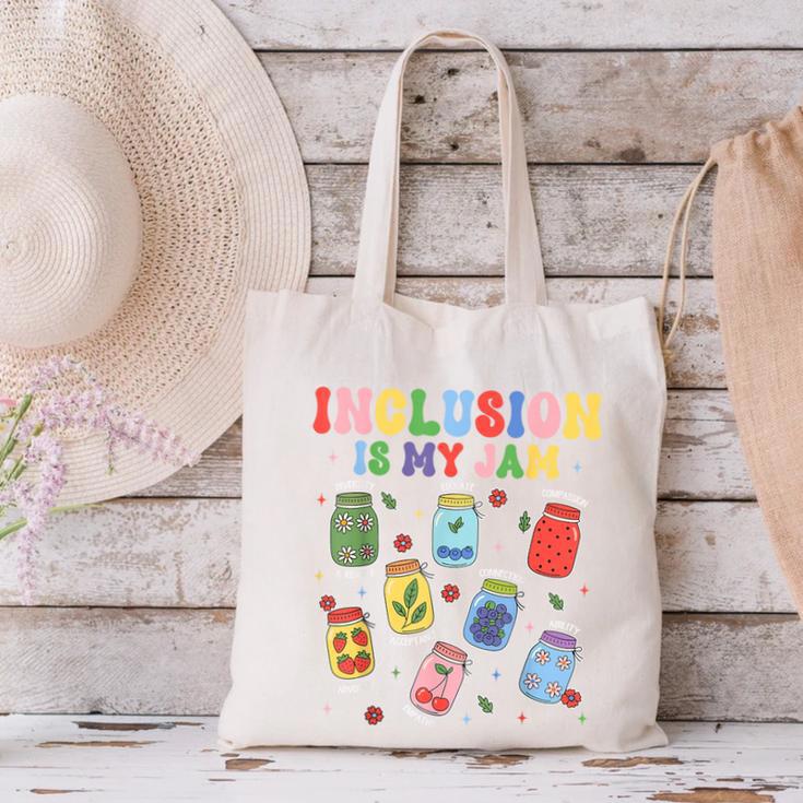 Inclusion Is My Jam SPED Teacher Special Education Life Canvas Tote Bag, gift for family, gift for coworker