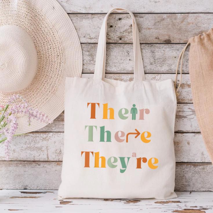 Their There They'Re English Teacher Gramma Police Joke Canvas Tote Bag, English Teacher Tote Bags, gift for family, gift for coworker Their There They'Re English Teacher Gramma Police Joke Canvas Tote Bag, English Teacher Tote Bags, gift for family, gift for coworker
