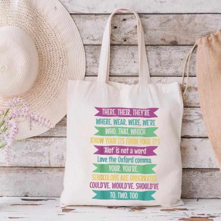 Their There And They'Re English Teacher Men Women Canvas Tote Bag, English Teacher Tote Bags, gift for family, gift for coworker